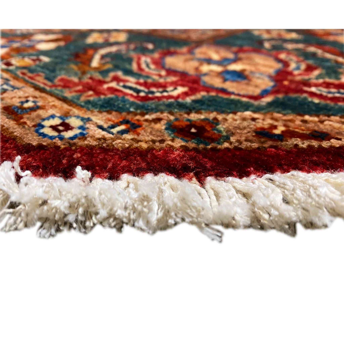 Roter & Blauer Achteckiger Kazak Teppich, 150x150 cm - German Carpet Shop