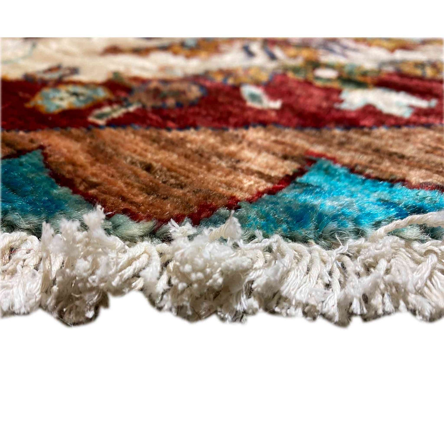 Türkis & Beiger Runder Kazak Teppich, 204x204 cm - German Carpet Shop