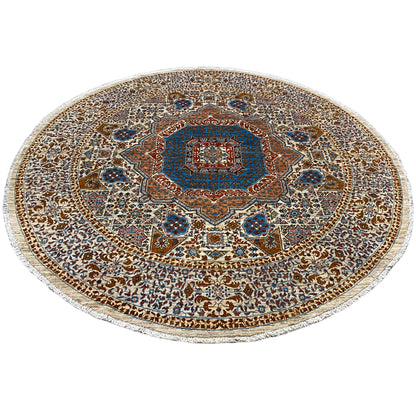 Runder Beiger Mamluk Teppich, 246x246 cm - German Carpet Shop