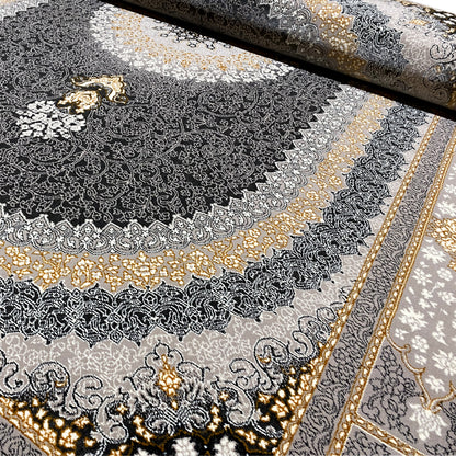 Hochwertiger Teppich in Grau-Silber im traditionellen Muster für elegante Einrichtung