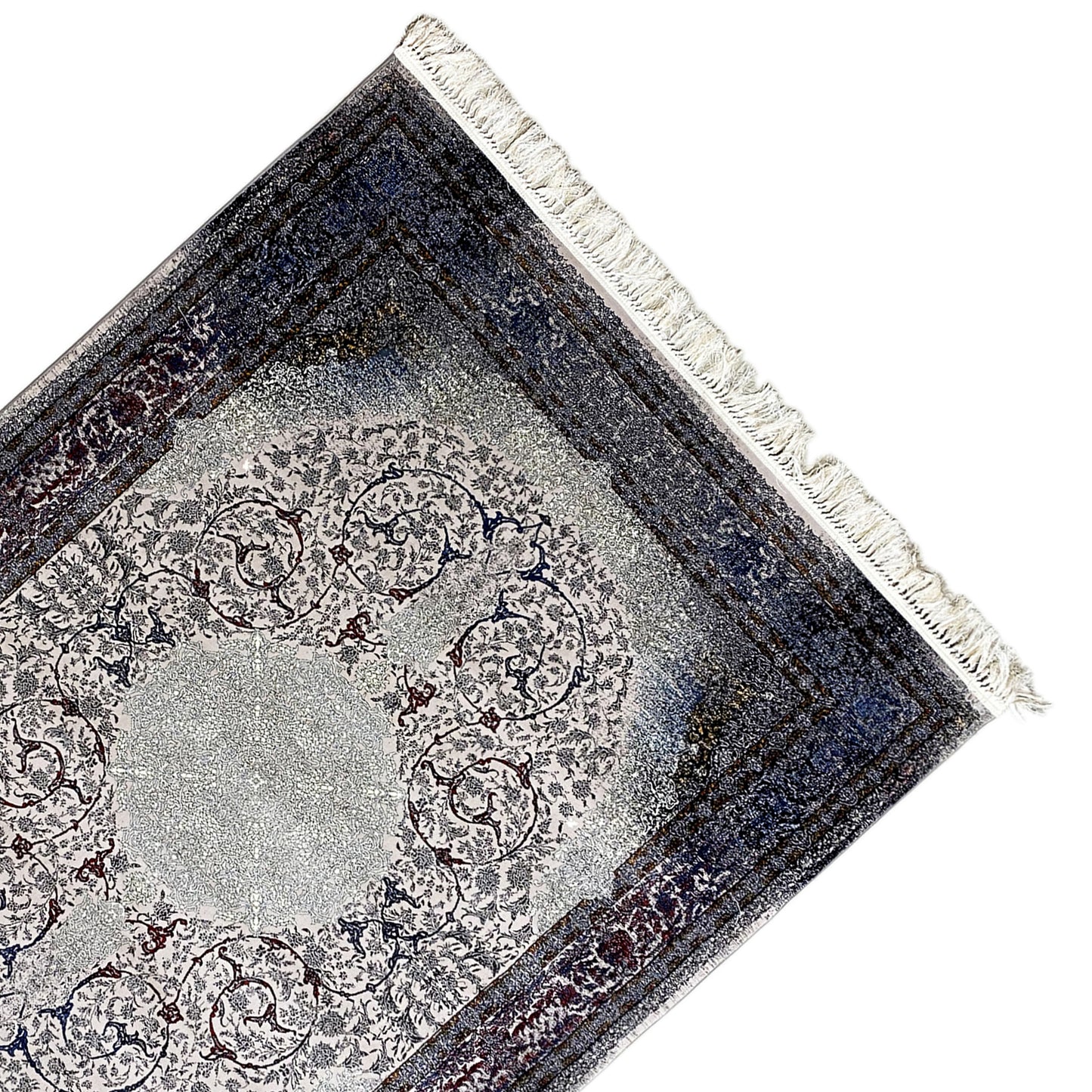 Orientalischer Teppich 160x230cm für Wohnzimmer, strapazierfähig, Blau-Grau