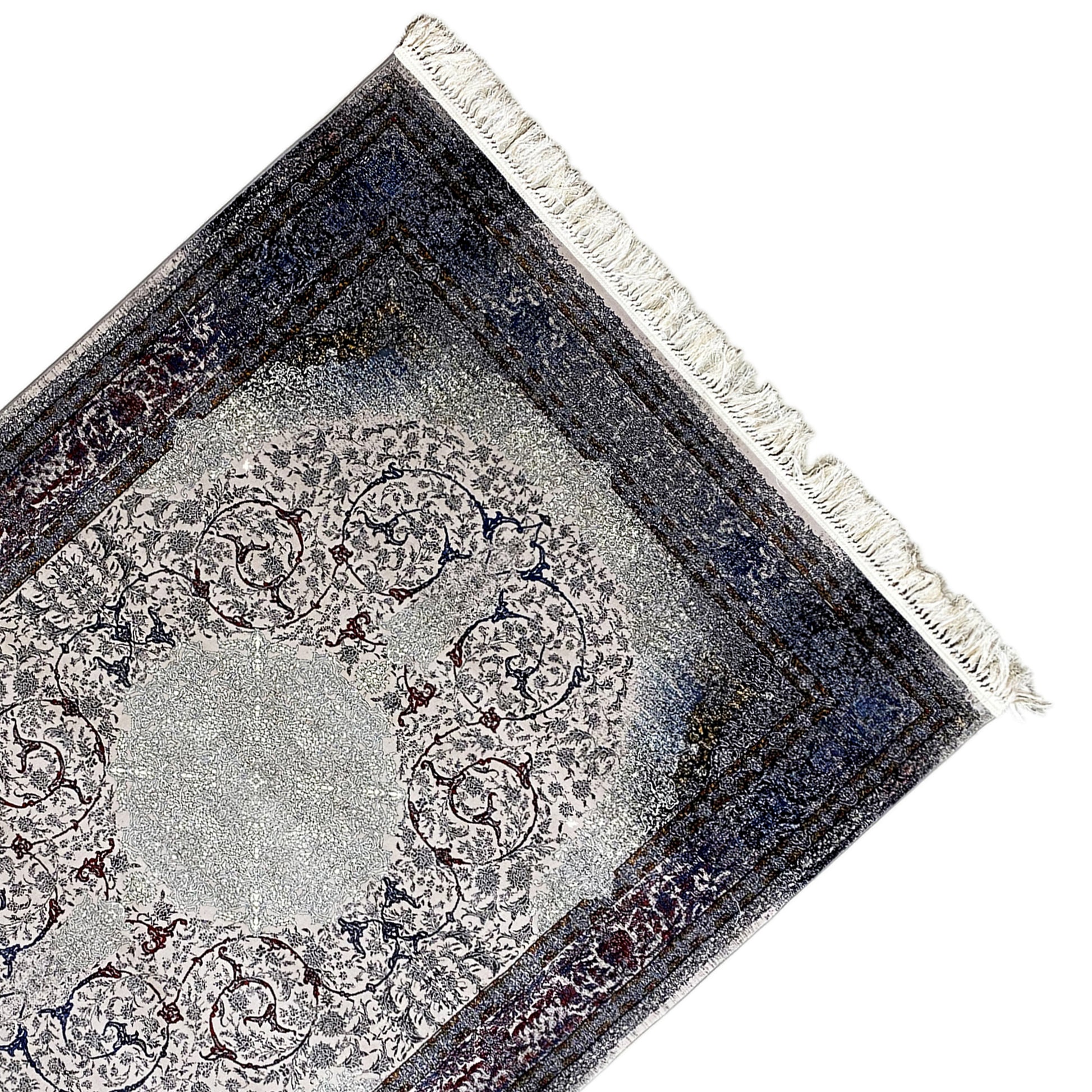 Orientalischer Teppich 160x230cm für Wohnzimmer, strapazierfähig, Blau-Grau