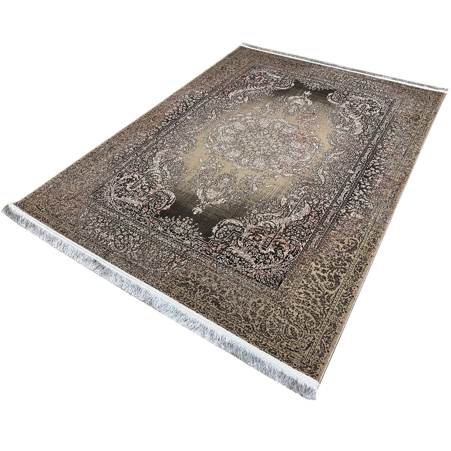 Silber-Maroon Teppich 170x240cm