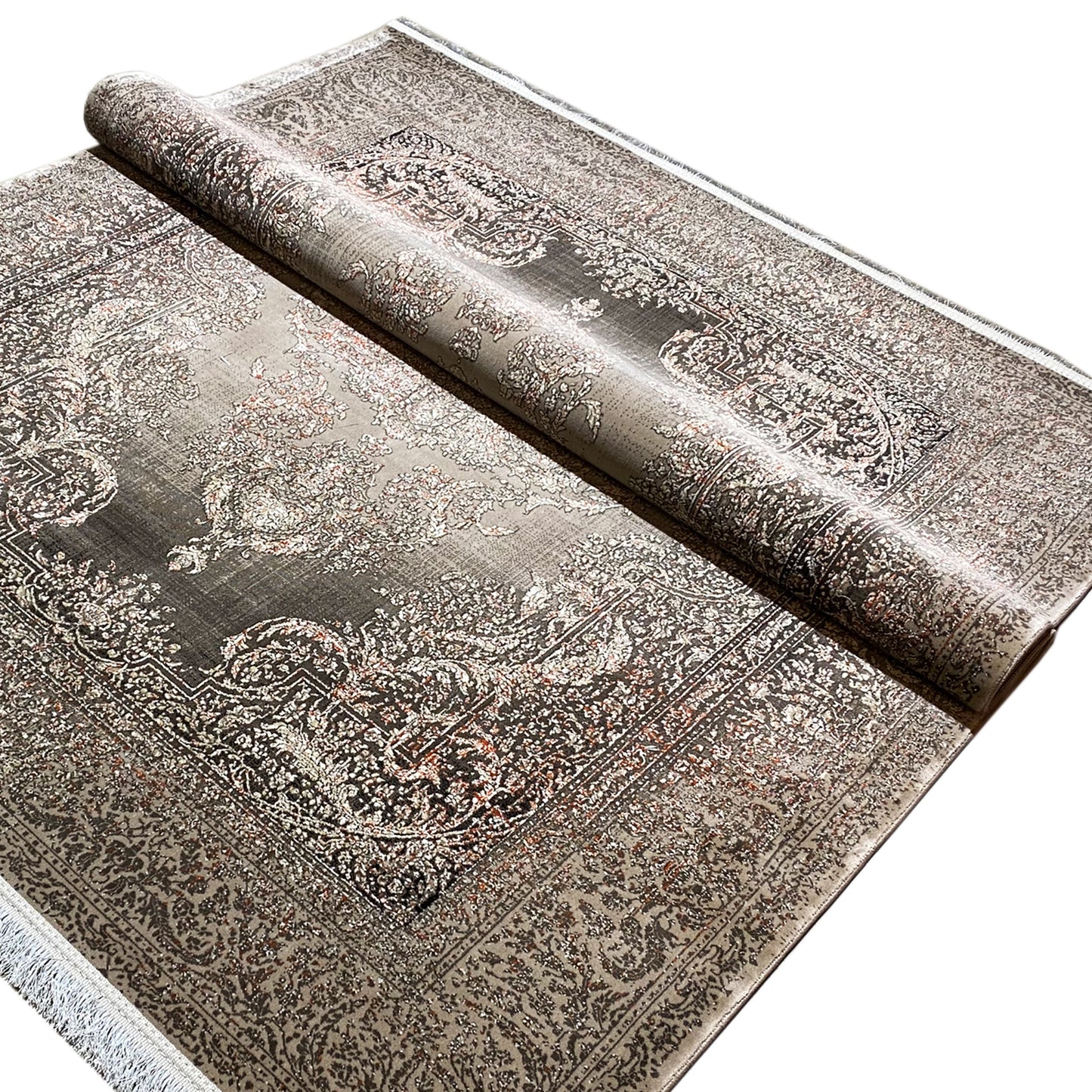 Silber-Maroon Teppich 170x240cm