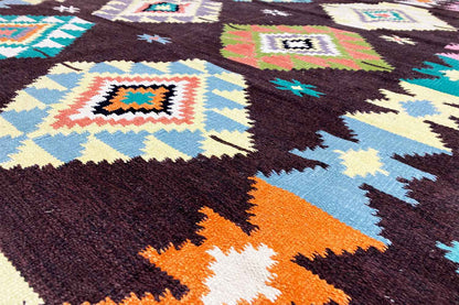 Großer Indischer Kelim Dhurrie - 240x170cm (8x6ft) - Handgefertigt & Gemütlich - German Carpet Shop