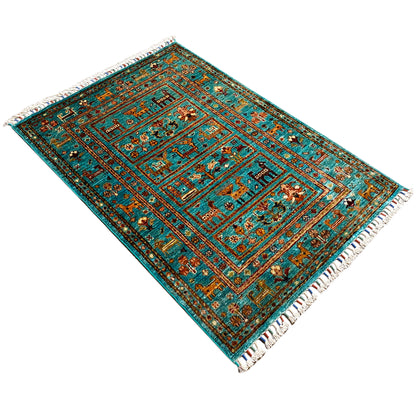 Türkiser Khorjin Teppich 119x83 cm - German Carpet Shop