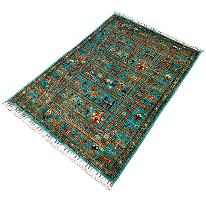 Türkiser Khorjin Teppich 119x83 cm - German Carpet Shop