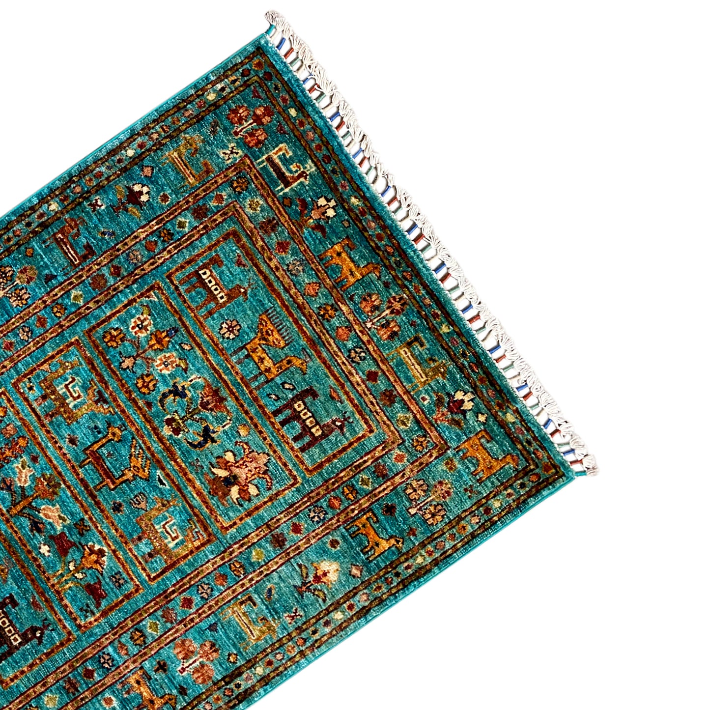 Türkiser Khorjin Teppich 119x83 cm - German Carpet Shop