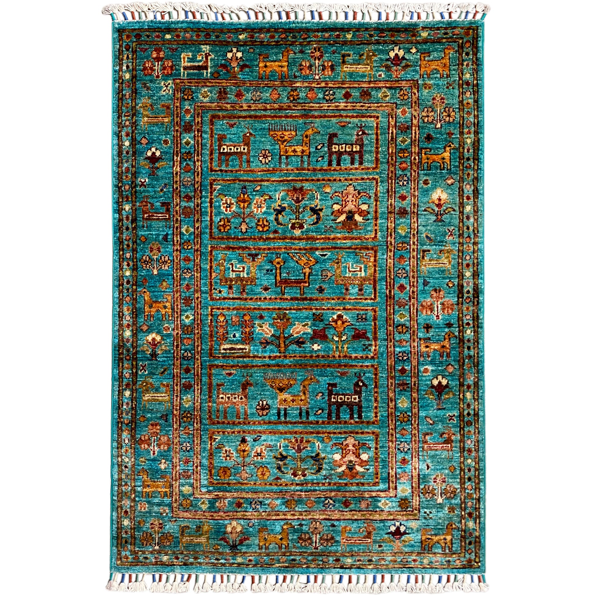 Türkiser Khorjin Teppich 119x83 cm - German Carpet Shop