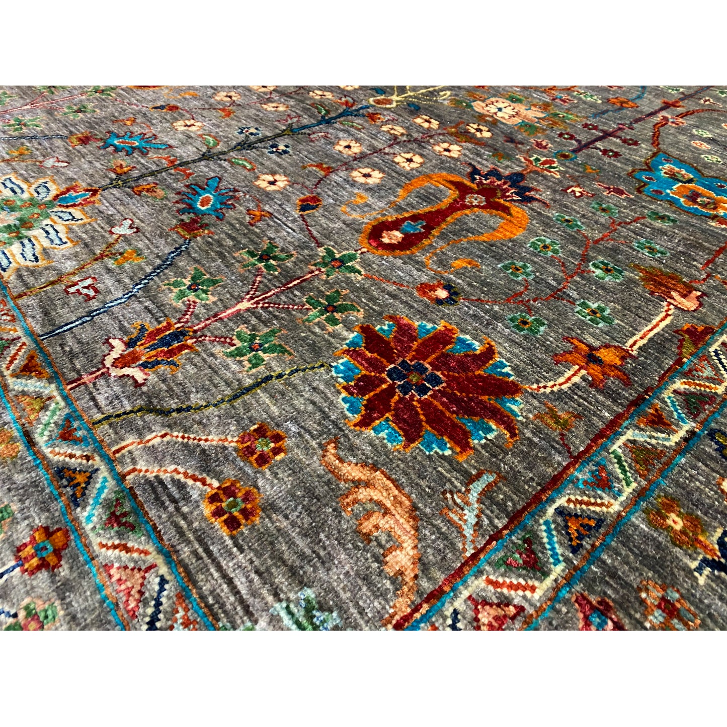 Grauer Khorjin Teppich 202x155 cm - German Carpet Shop