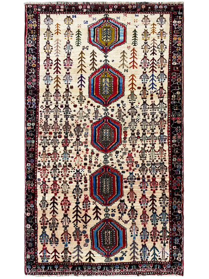 Wohnzimmer Handgeknüpfter Baluch Wollteppich creme Muster