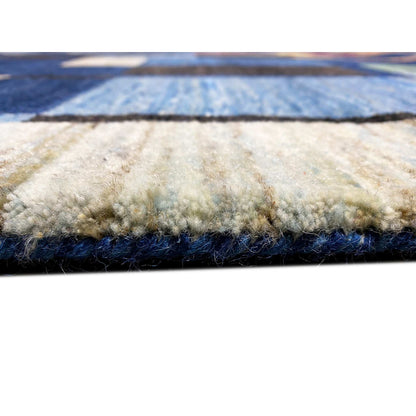 Handgeknüpfter Gabbeh Teppich in Blau, 243x172 cm - German Carpet Shop