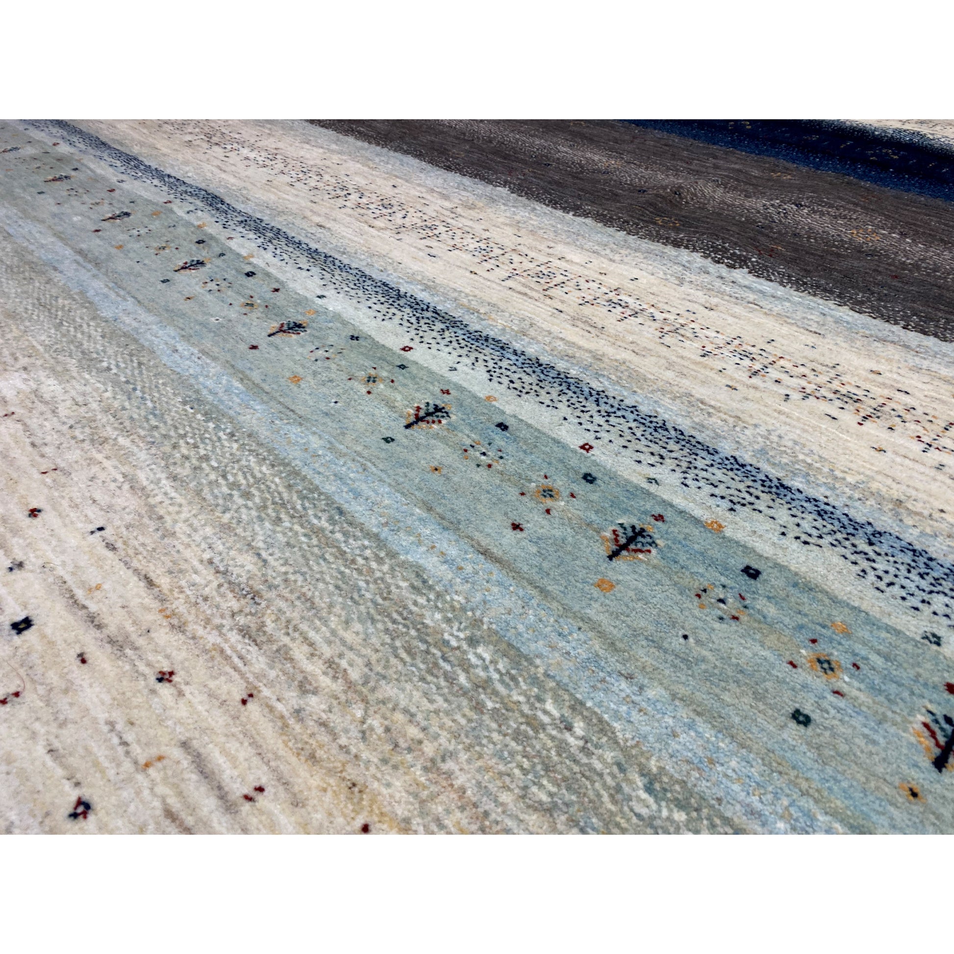 Gabbeh Exklusiver Teppich Blau/Grau 290x198 cm - German Carpet Shop