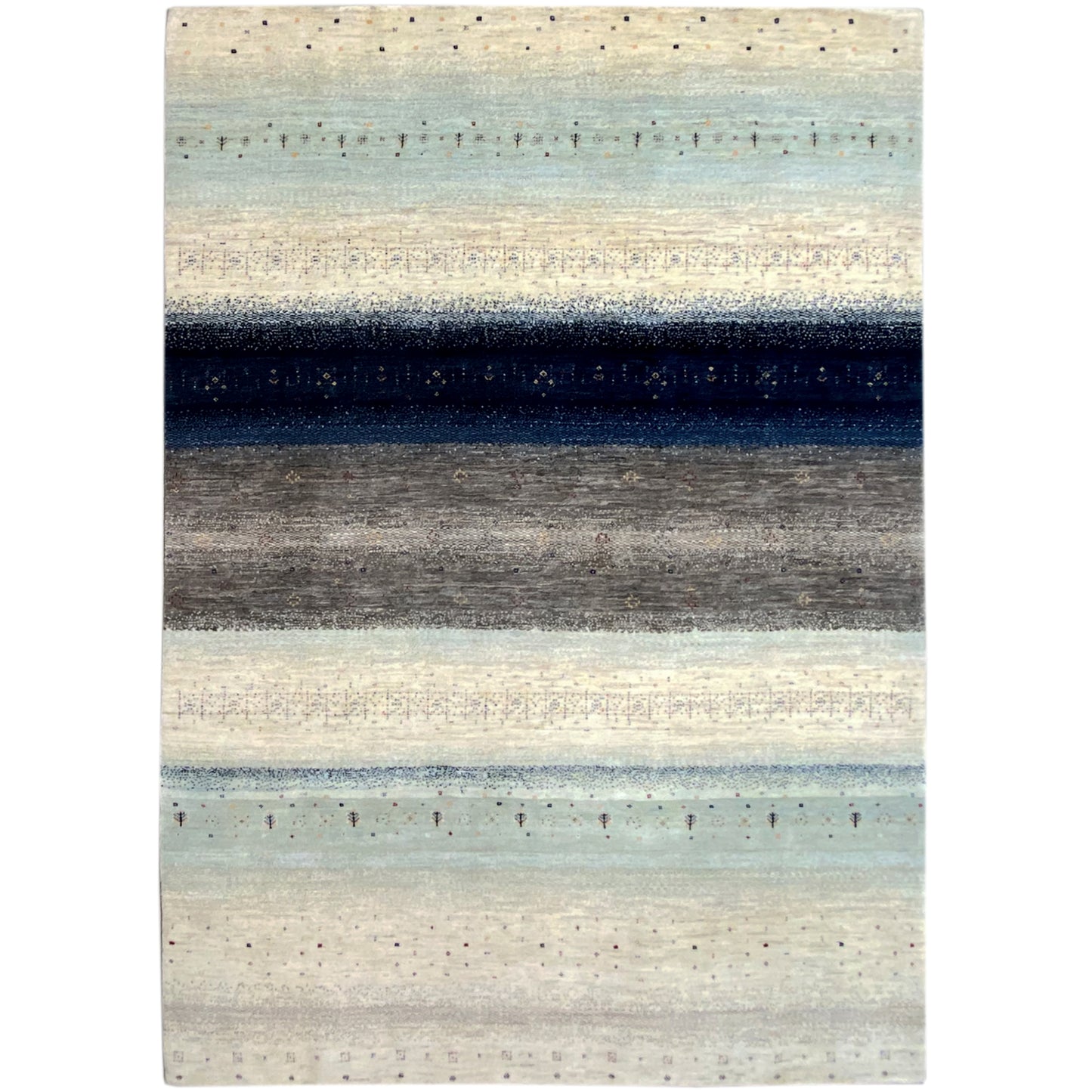 Gabbeh Exklusiver Teppich Blau/Grau 290x198 cm - German Carpet Shop