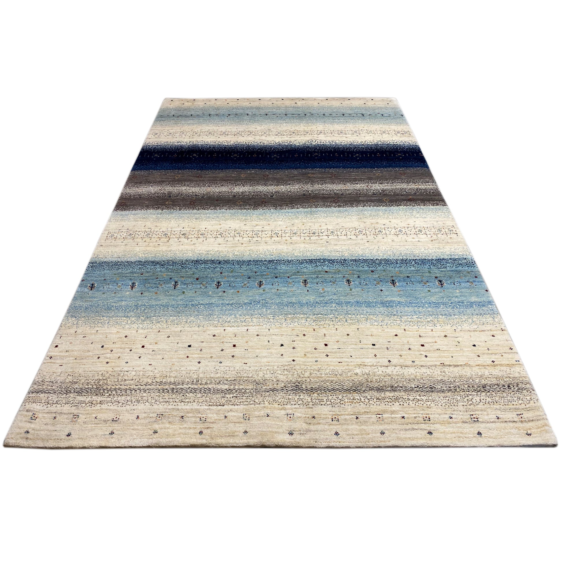 Gabbeh Exklusiver Teppich Blau/Grau 299x196 cm - German Carpet Shop