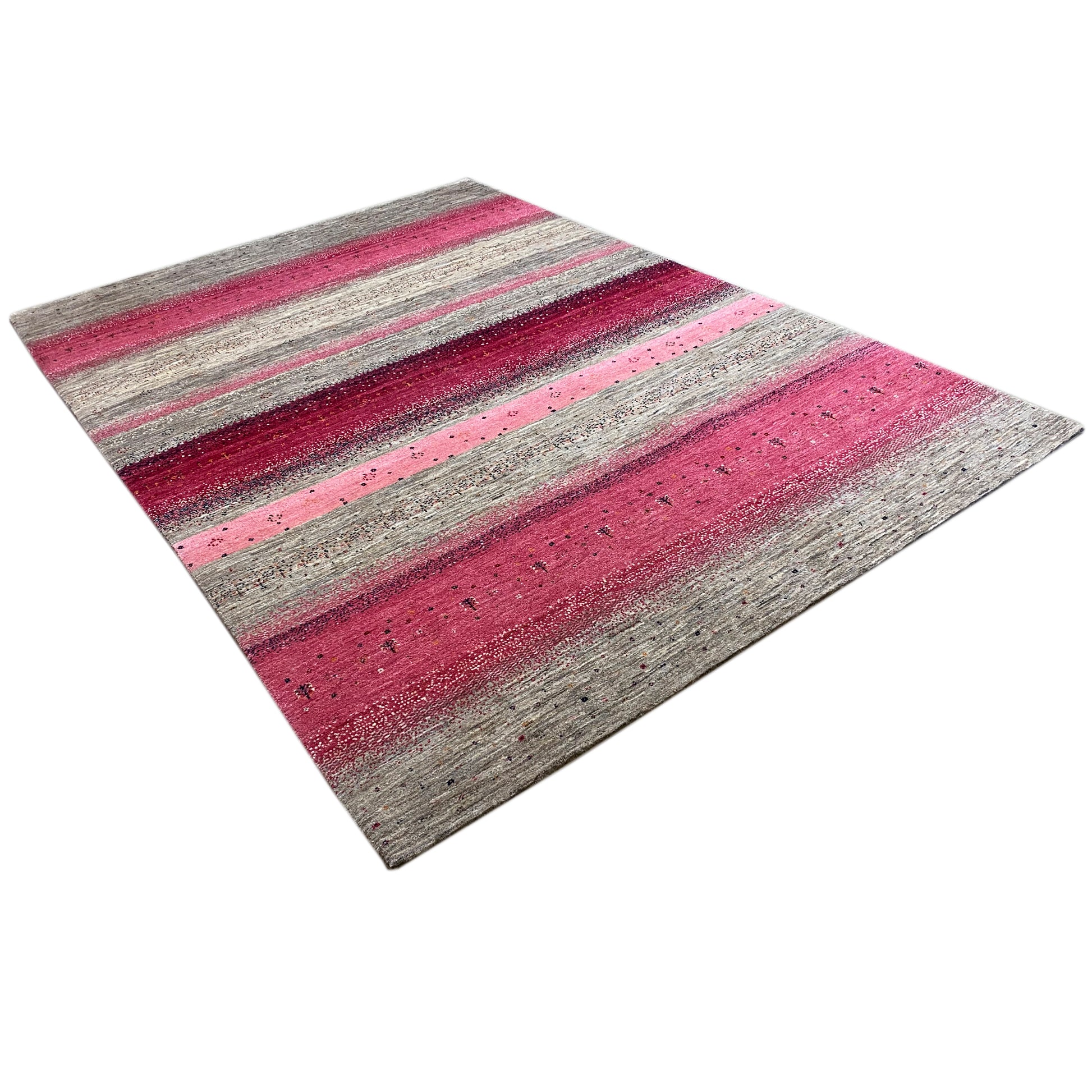 Gabbeh Exklusiver Teppich Rosa/Grau 300x200 cm - German Carpet Shop