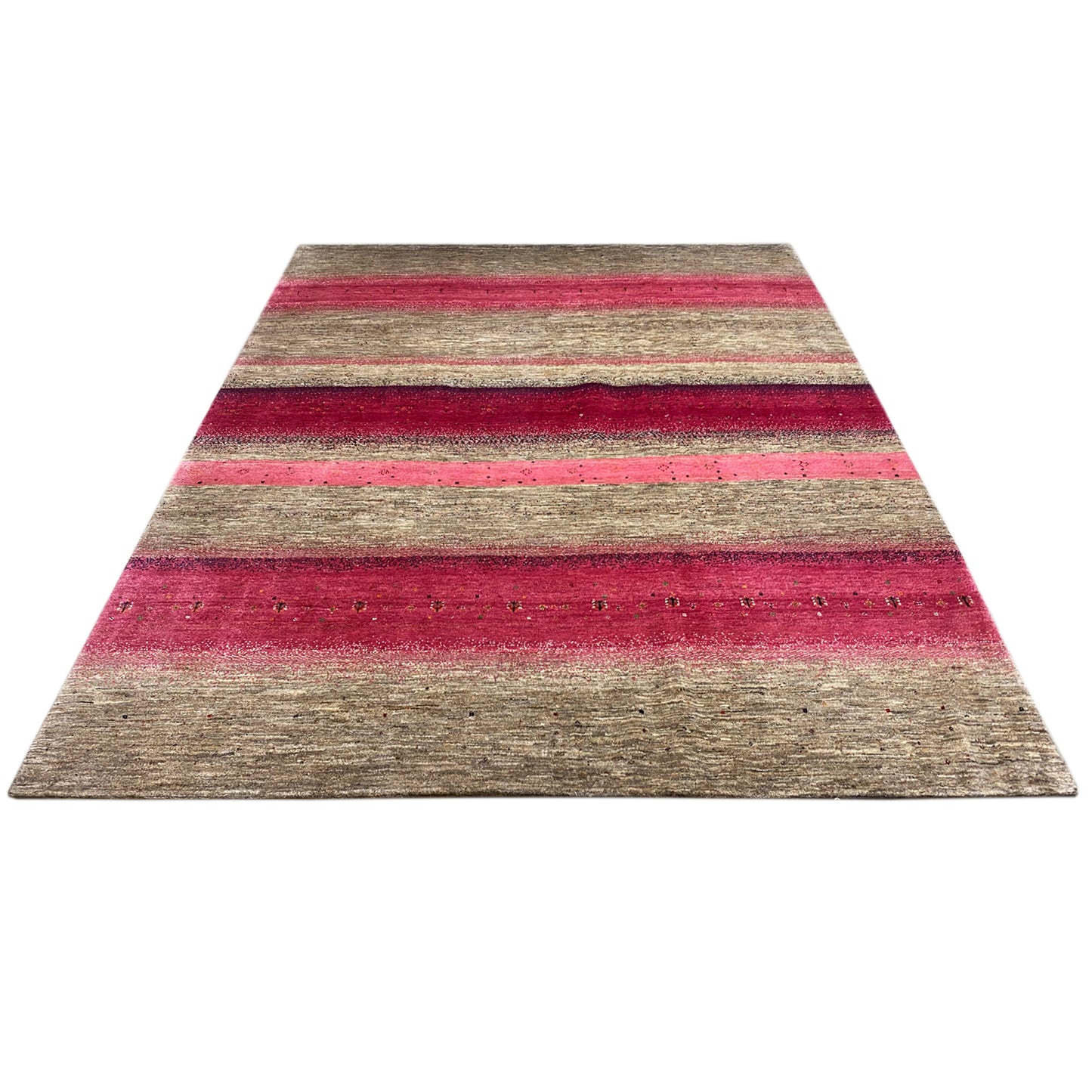 Gabbeh Exklusiver Teppich Rosa/Grau 348x247 cm - German Carpet Shop
