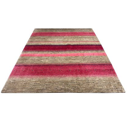 Gabbeh Exklusiver Teppich Rosa/Grau 348x247 cm - German Carpet Shop