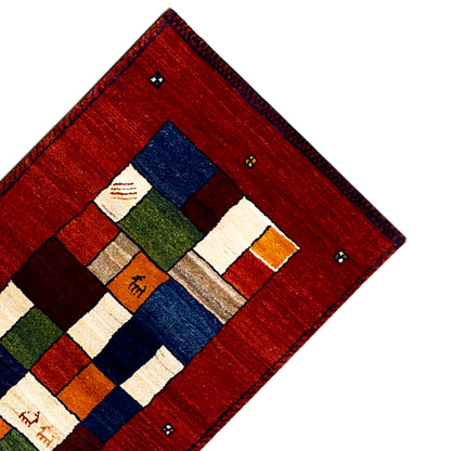 Roter Gabbeh Teppich Läufer 200x81 cm - German Carpet Shop