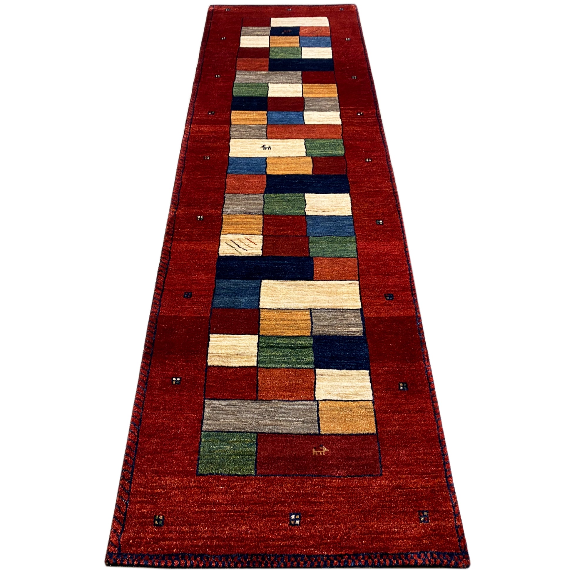 Roter Gabbeh Teppich Läufer 301x78 cm - German Carpet Shop