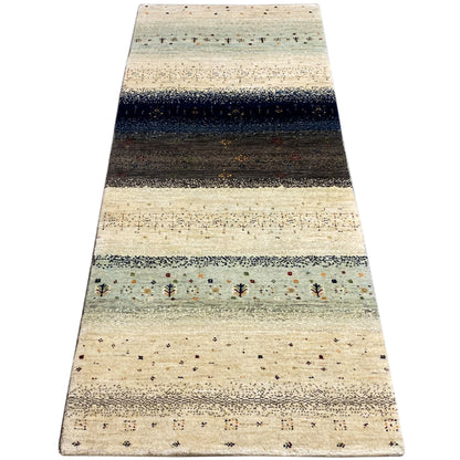 Blauer Gabbeh Teppich Läufer 197x78 cm - German Carpet Shop