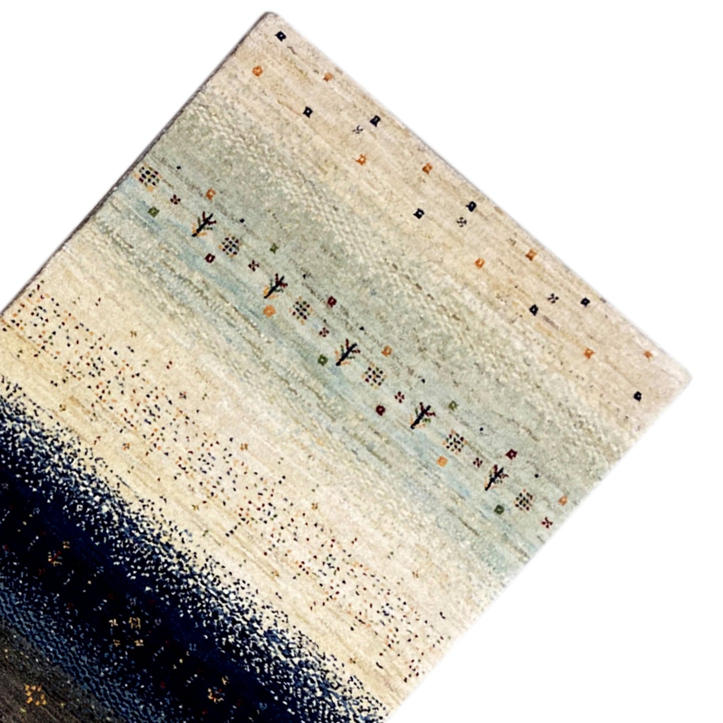 Blauer Gabbeh Teppich Läufer 197x78 cm - German Carpet Shop