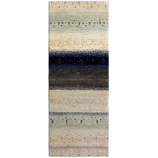 Blauer Gabbeh Teppich Läufer 197x78 cm - German Carpet Shop