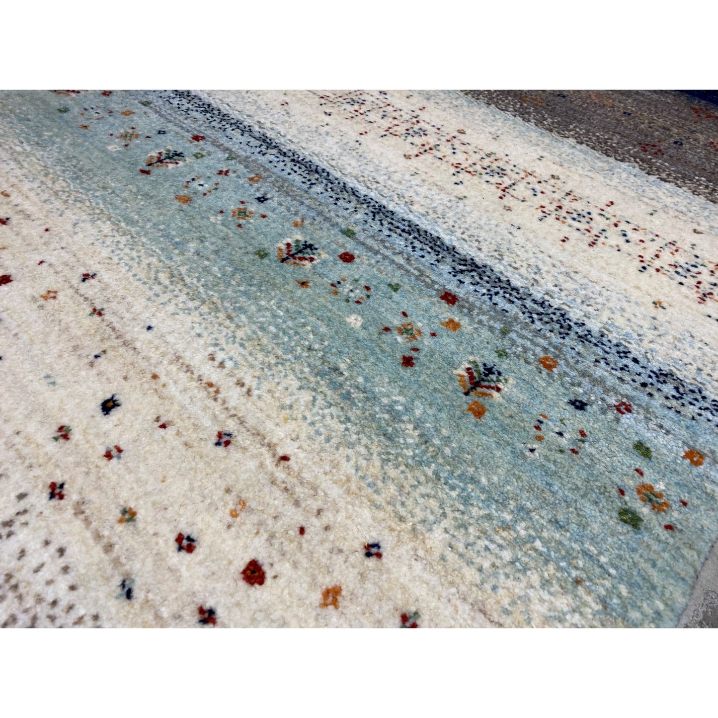 Blauer Gabbeh Teppich Läufer 198x82 cm - German Carpet Shop