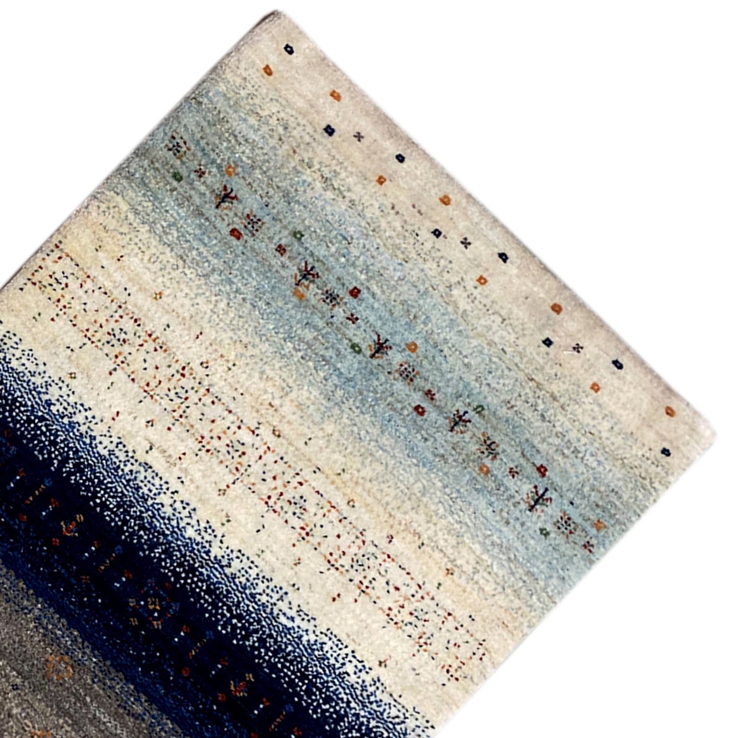 Blauer Gabbeh Teppich Läufer 198x82 cm - German Carpet Shop