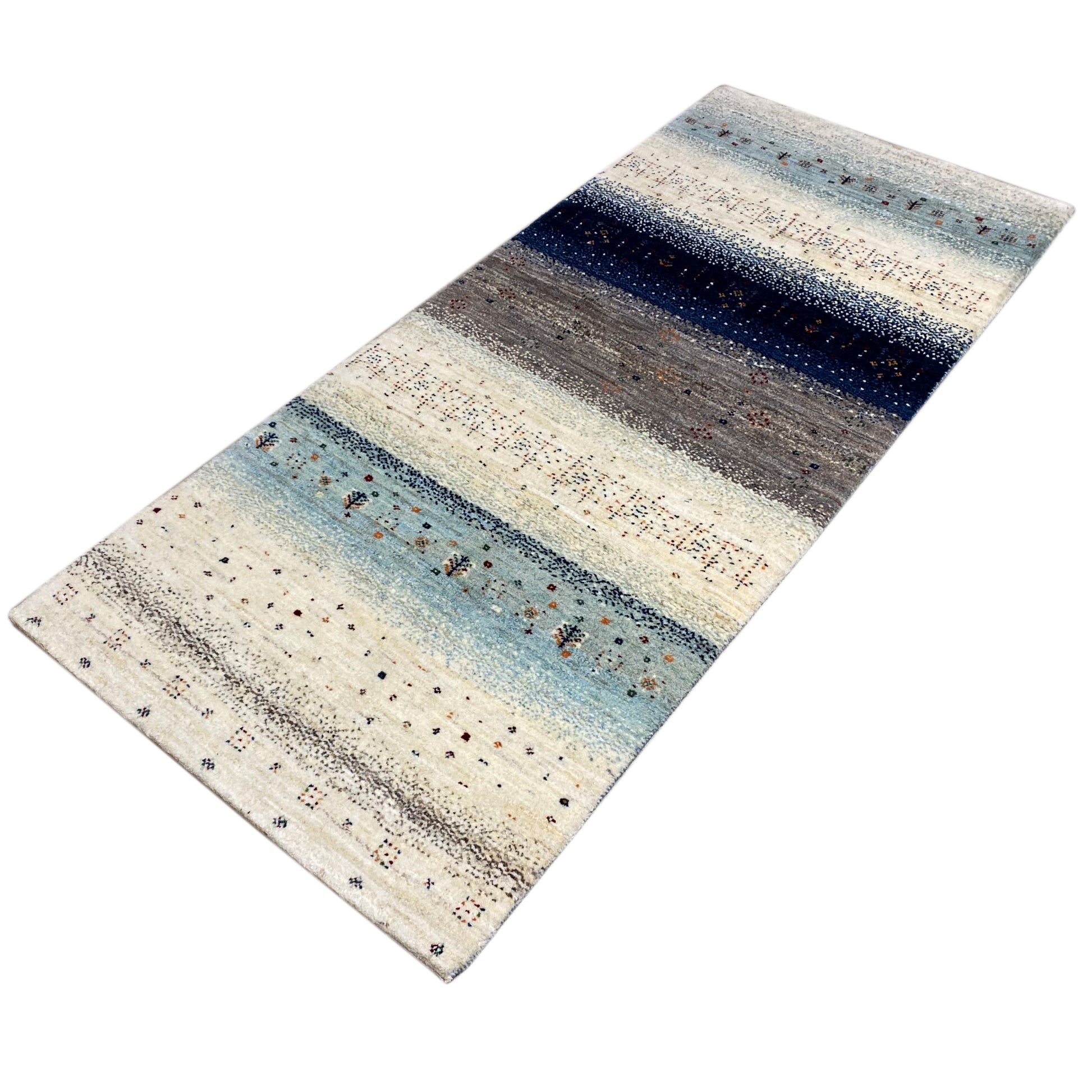 Blauer Gabbeh Teppich Läufer 190x80 cm - German Carpet Shop