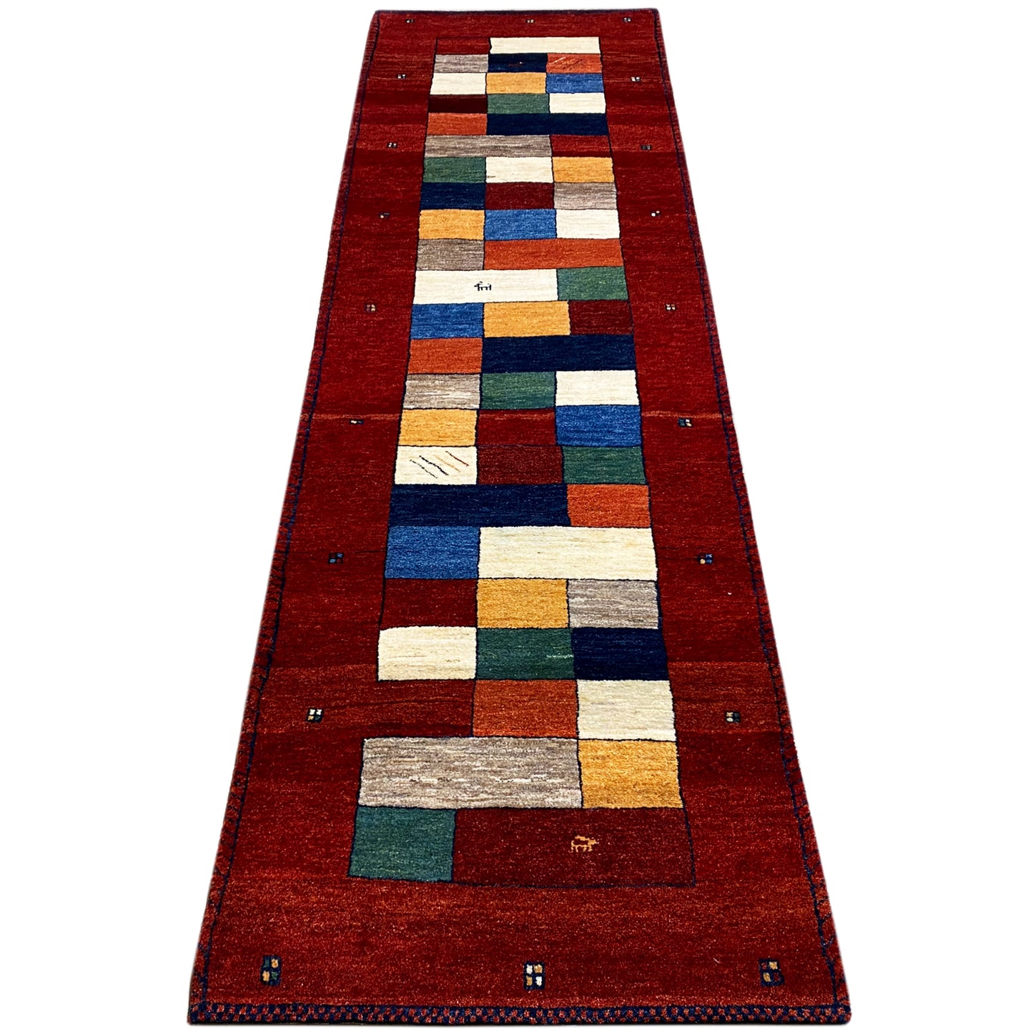 Roter Gabbeh Teppich Läufer 294x84 cm - German Carpet Shop