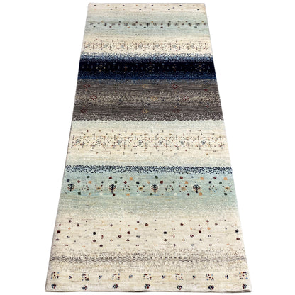 Blauer Gabbeh Teppich Läufer 195x80 cm - German Carpet Shop
