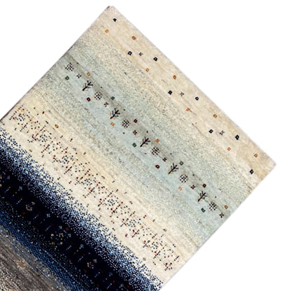 Blauer Gabbeh Teppich Läufer 195x80 cm - German Carpet Shop