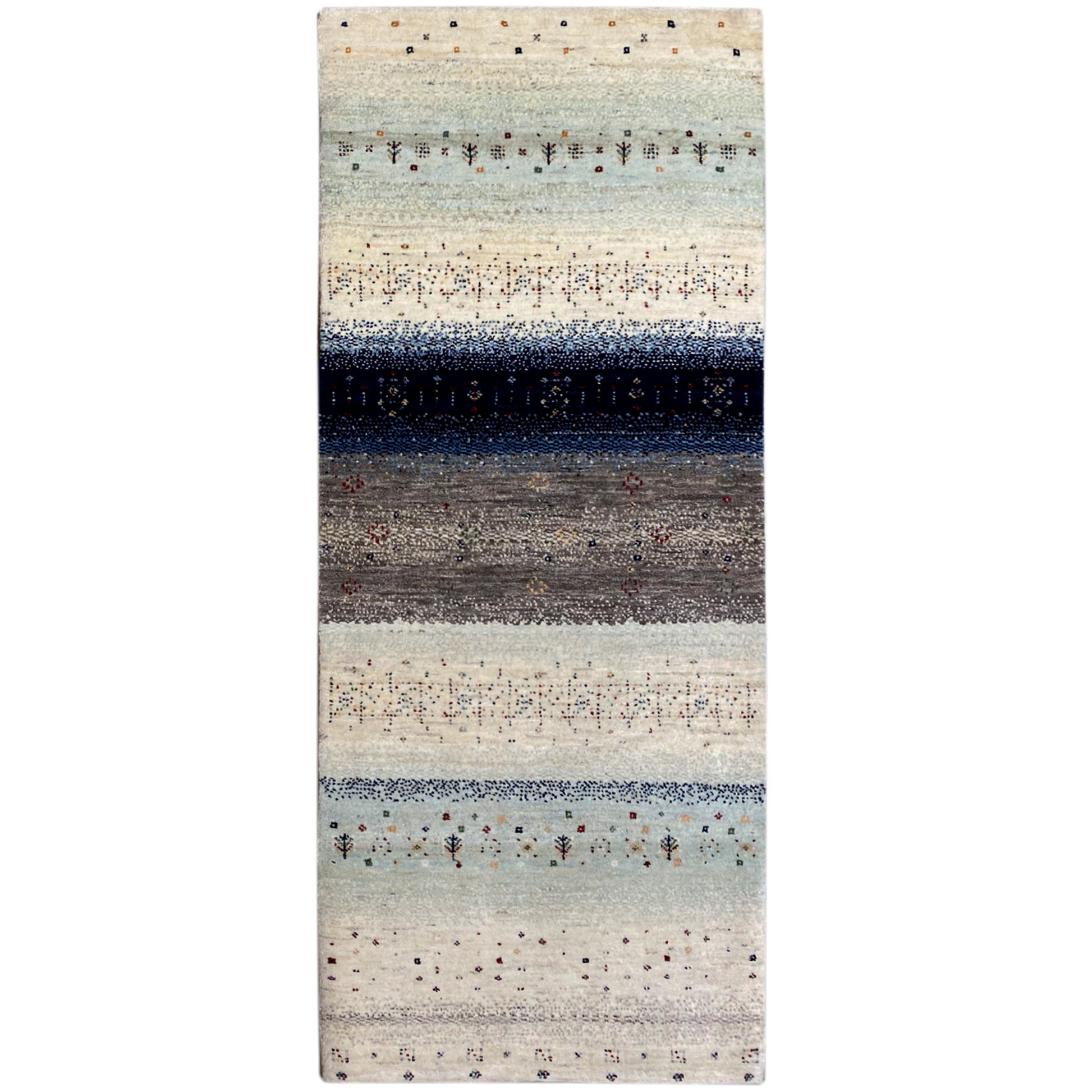 Blauer Gabbeh Teppich Läufer 195x80 cm - German Carpet Shop