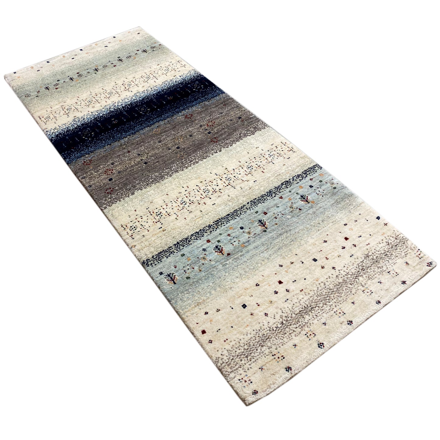 Blauer Gabbeh Teppich Läufer 198x80 cm - German Carpet Shop