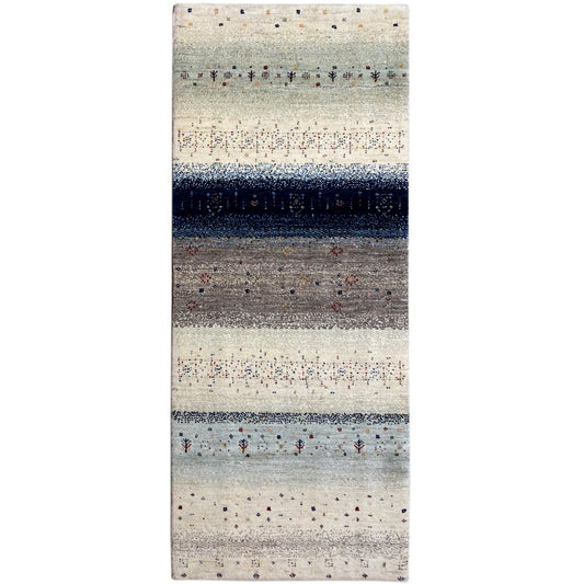 Blauer Gabbeh Teppich Läufer 198x80 cm - German Carpet Shop