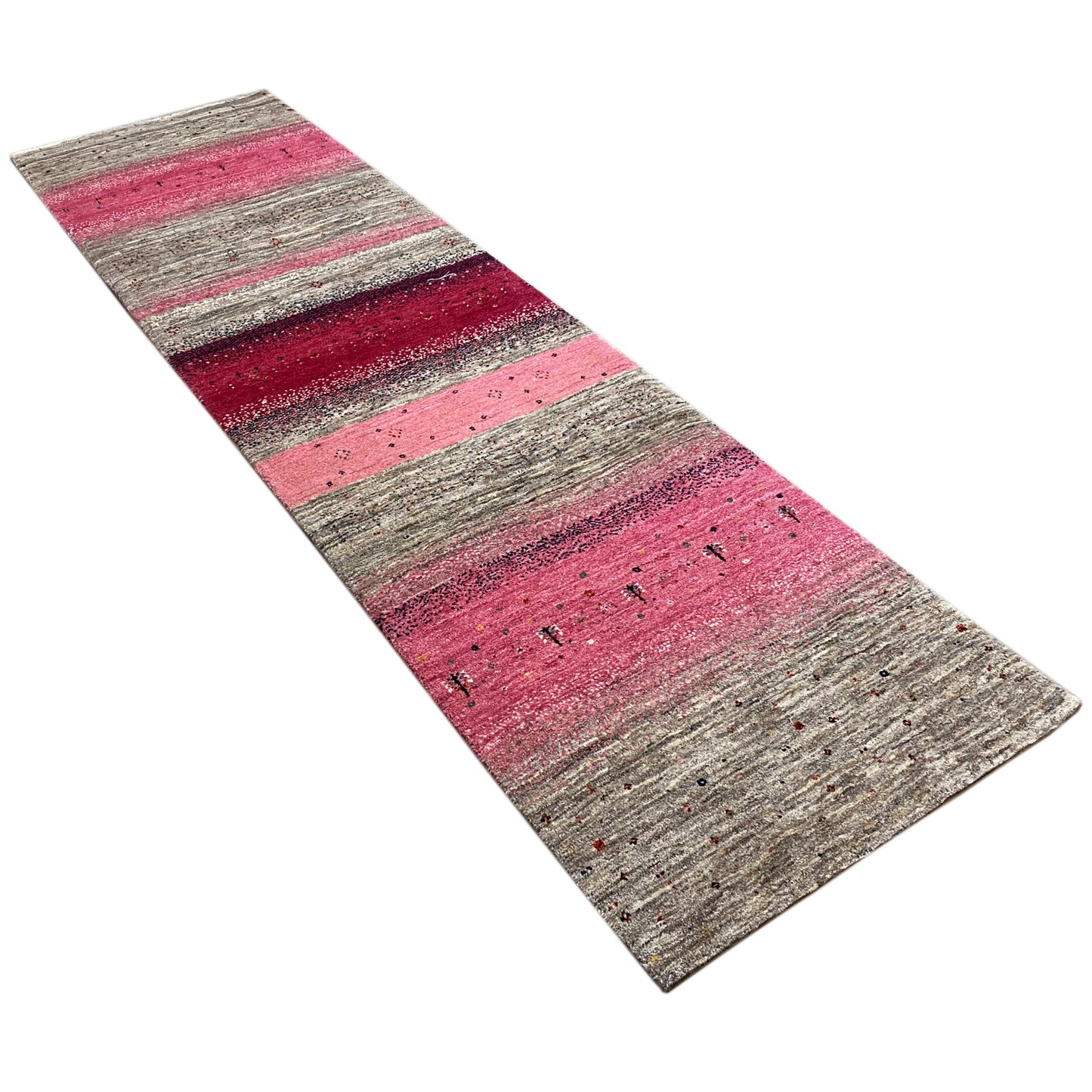 Rosa Gabbeh Teppich Läufer 296x81 cm - German Carpet Shop