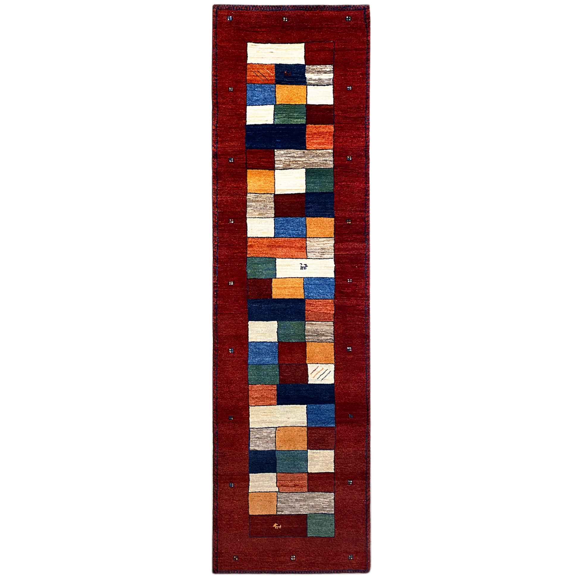 Roter Gabbeh Teppich Läufer 296x77 cm - German Carpet Shop