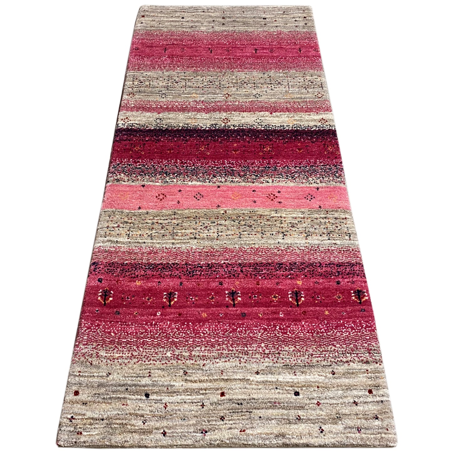 Rosa Gabbeh Teppich Läufer 197x79 cm - German Carpet Shop