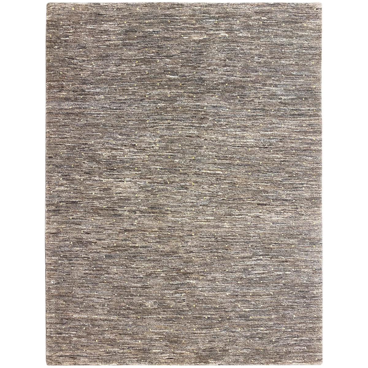 Gabbeh-Teppich mit melierter Kurzflor-Oberfläche in Grau und Beige.