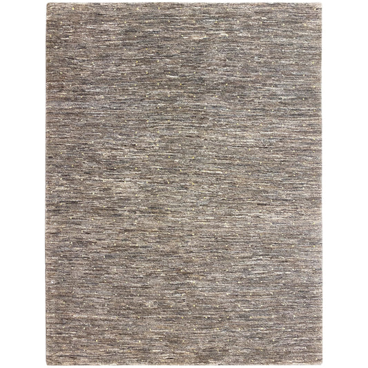 Gabbeh-Teppich mit melierter Kurzflor-Oberfläche in Grau und Beige.