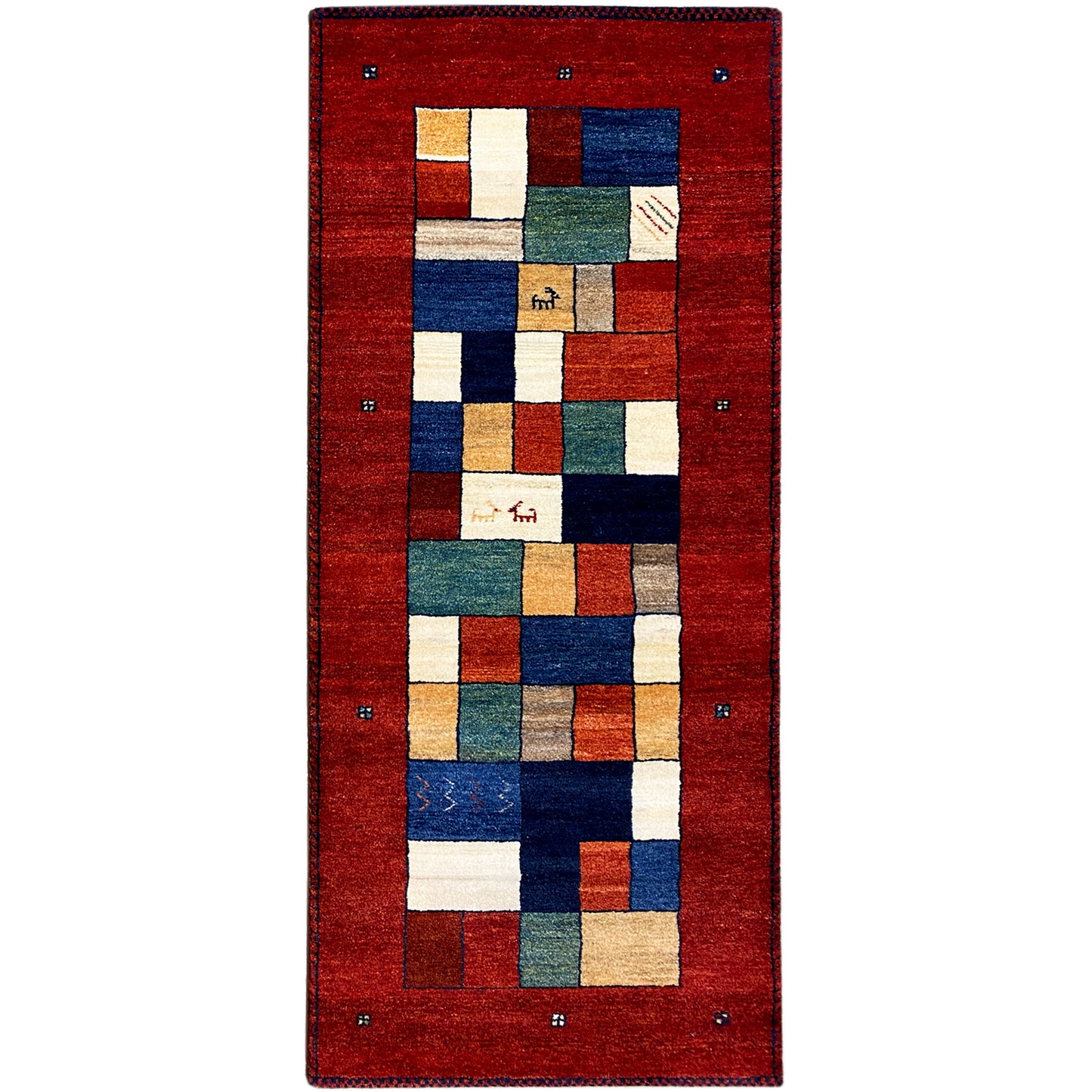 Roter Gabbeh Teppich Läufer 198x82 cm - German Carpet Shop