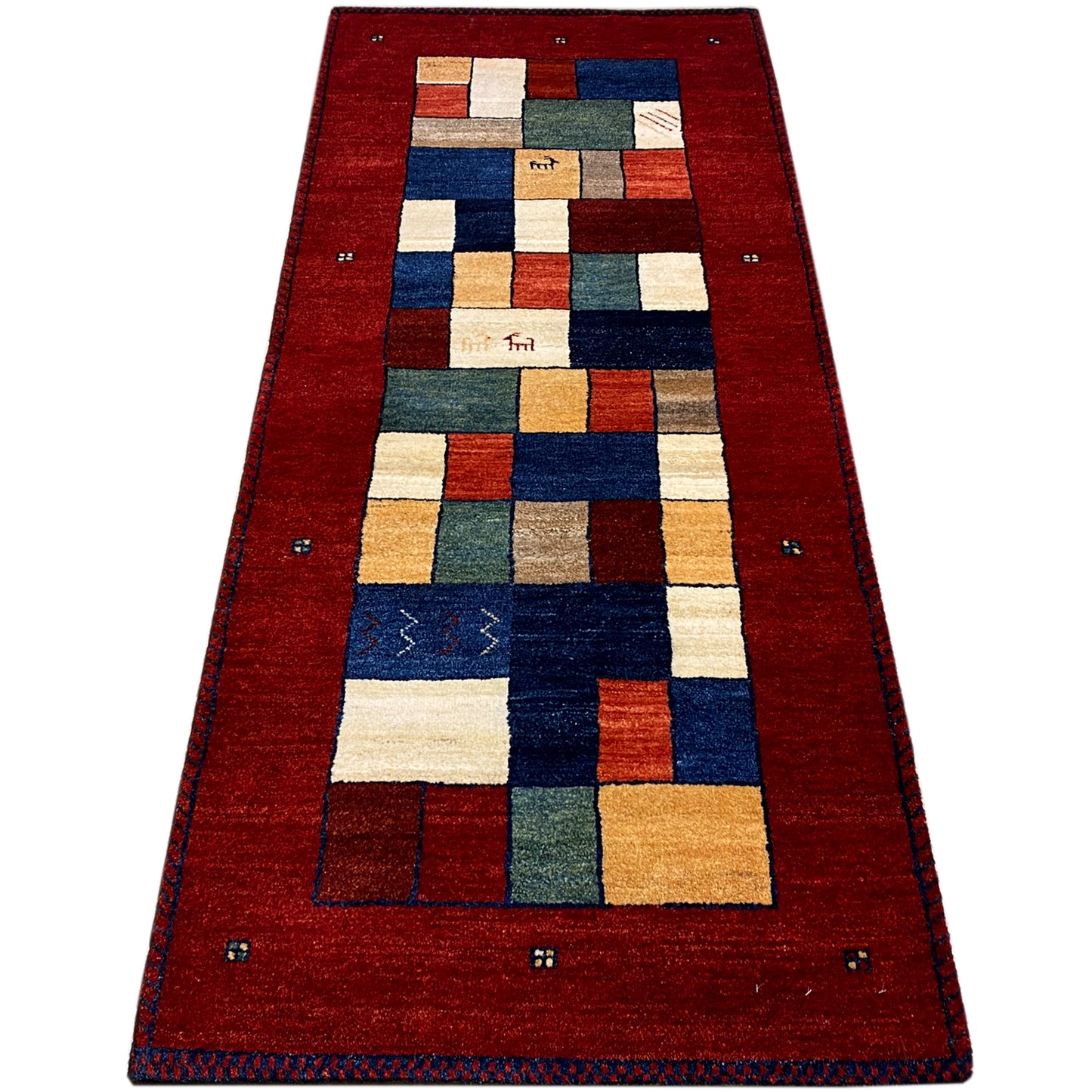 Roter Gabbeh Teppich Läufer 200x82 cm - German Carpet Shop