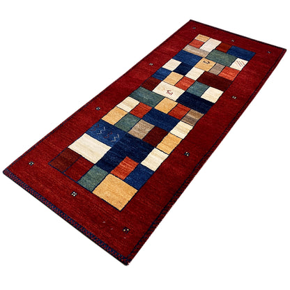 Roter Gabbeh Teppich Läufer 200x82 cm - German Carpet Shop