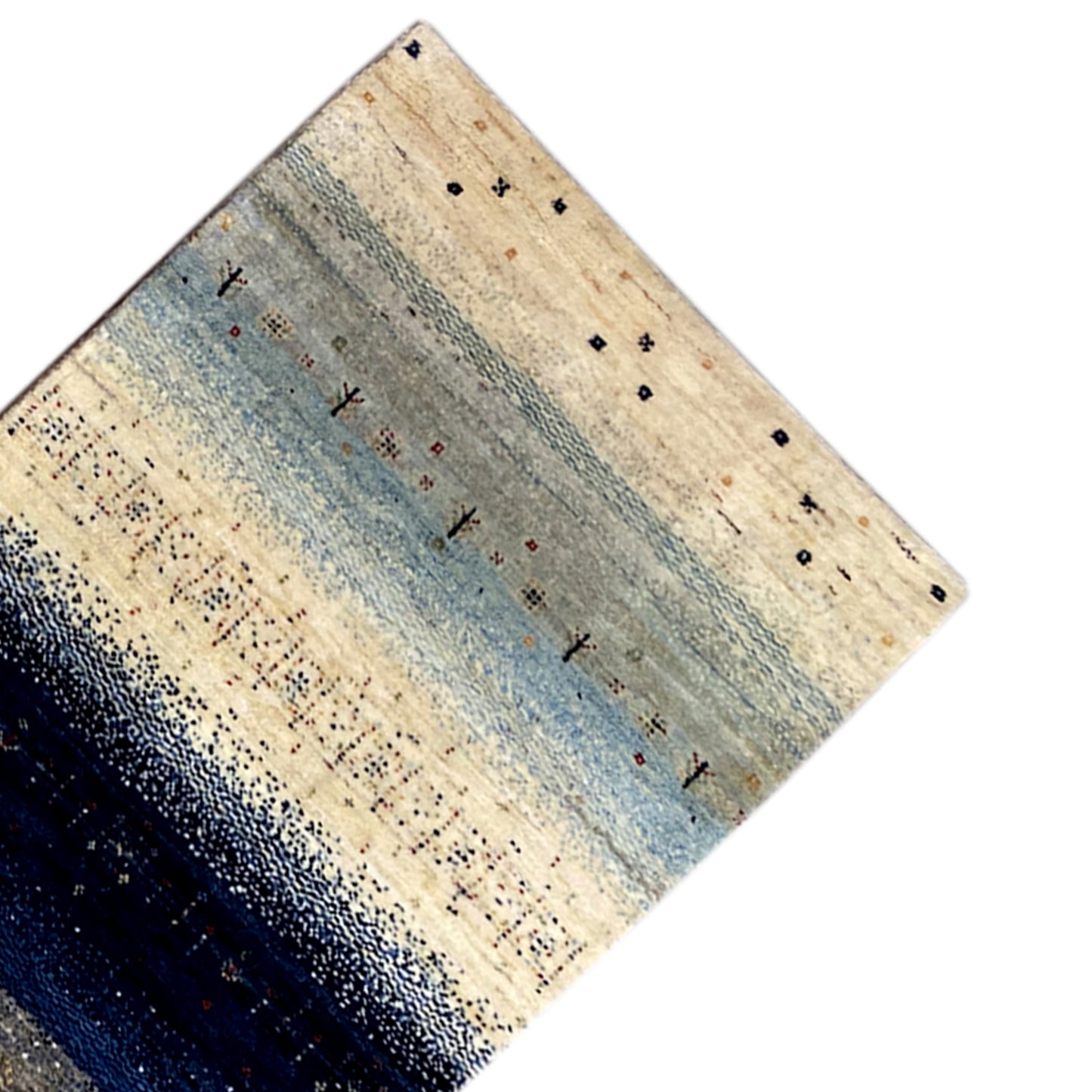 Blauer Gabbeh Teppich Läufer 297x82 cm - German Carpet Shop