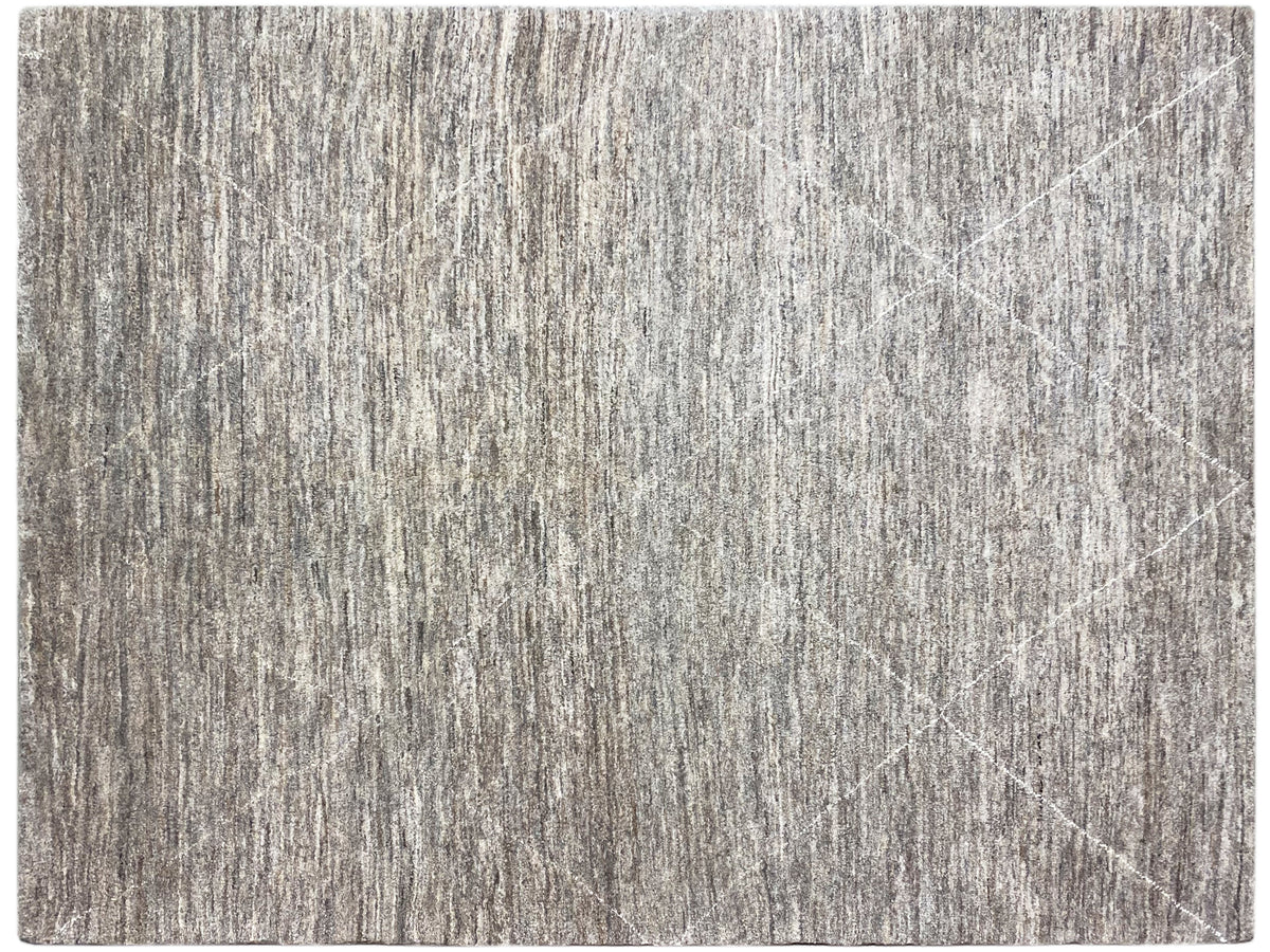 Gabbeh-Teppich 211x149 cm, rechteckig, fein melierte Grau-Beige Optik mit Linien