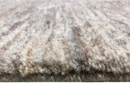 Gabbeh-Teppich 211x149 cm, Nahaufnahme der Floroberfläche mit meliertem Grau-Beige