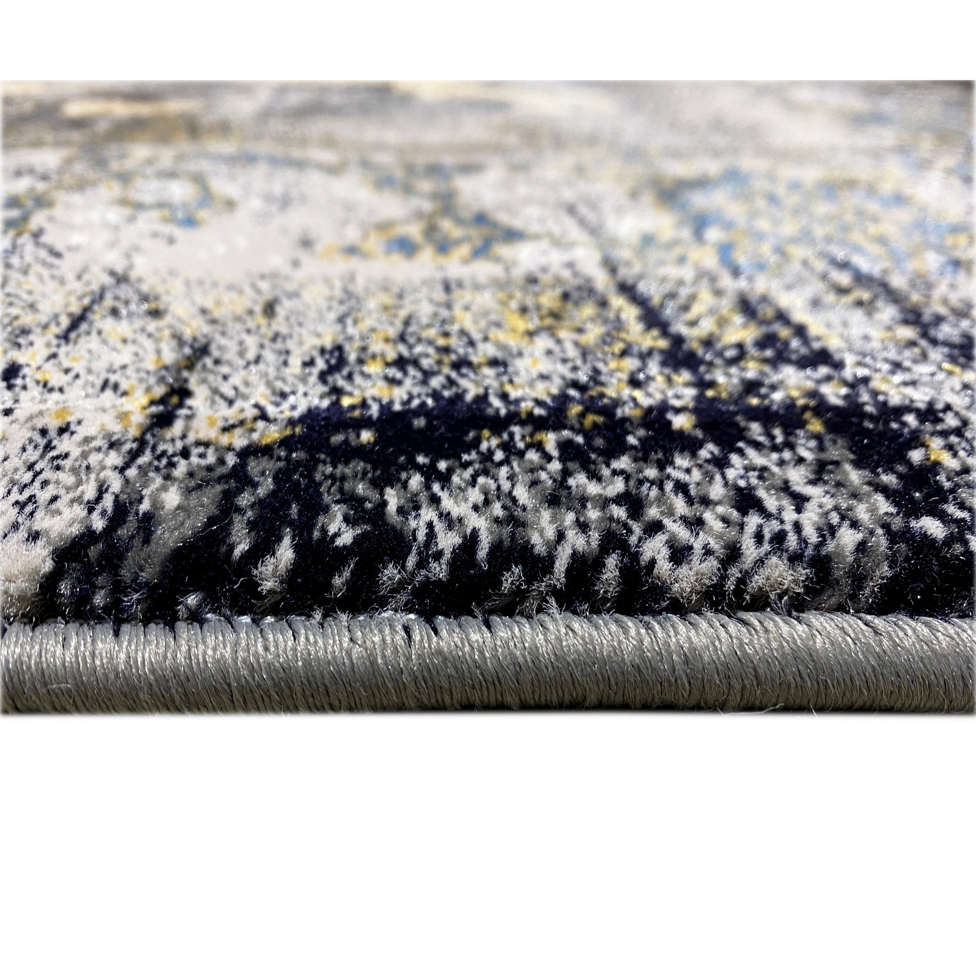 Gewebter Teppich kaufen: 160x230cm, Schwarz-Gold, floraler Vintage-Stil.