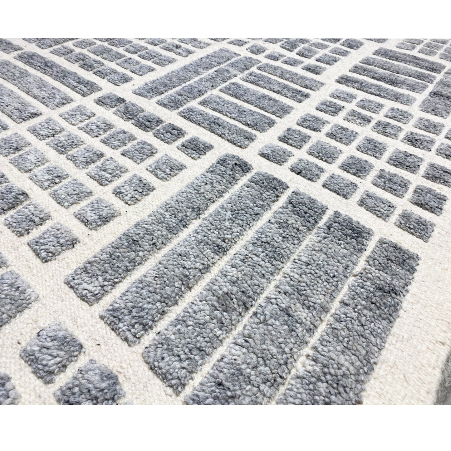 Grauer Berber-Wollteppich, 256x160 cm - Geometrisches Muster - German Carpet Shop