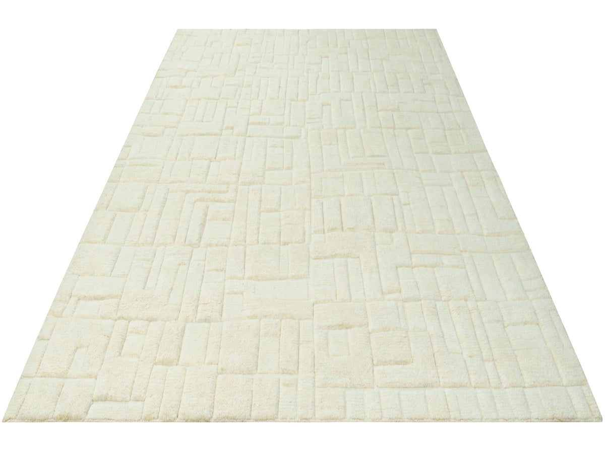 Teppich 300x250 cm, cremefarben, im Großformat mit Ziegeloptik und Reliefstruktur